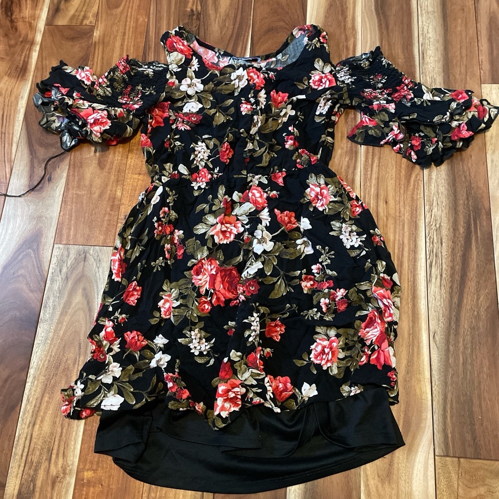 Truly Me Red and White Cold Shoulder Sundress